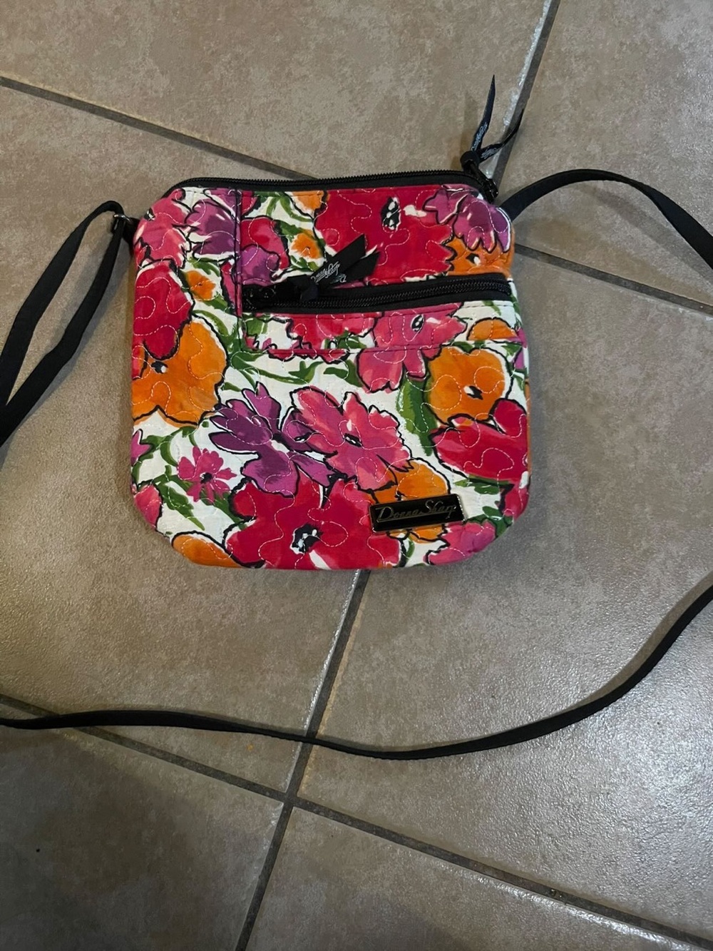 Vera Bradley Floral Crossbody in Pink, Orange & Green
